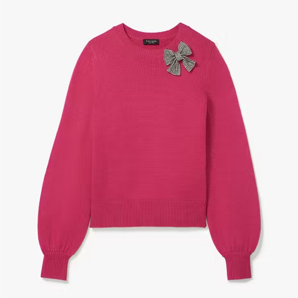 Kate Spade Embellished Bow Sweater Sz. Lg EUC - Picture 2 of 12